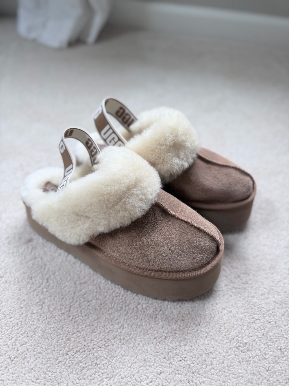 UGG Women's Chestnut Suede Shearling Slingback Slippers